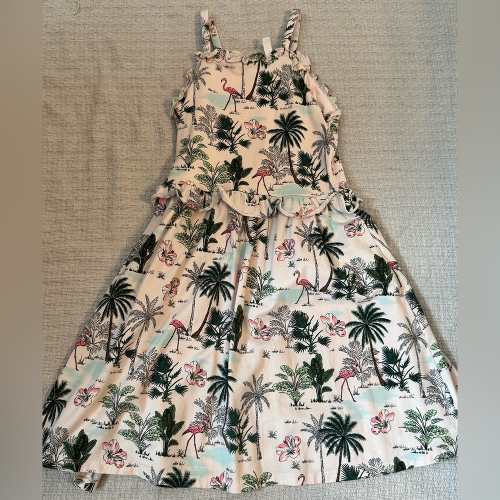 Janie and Jack Tropical Print Dress - Pink and Green